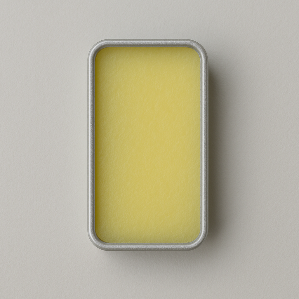 A small metal tin labeled 'SHADOW' containing solid cologne. The packaging is minimalistic with a green and black label, and the product is identified as 'CIVL Supply', 'Made in USA', with a net weight of 0.5 OZ